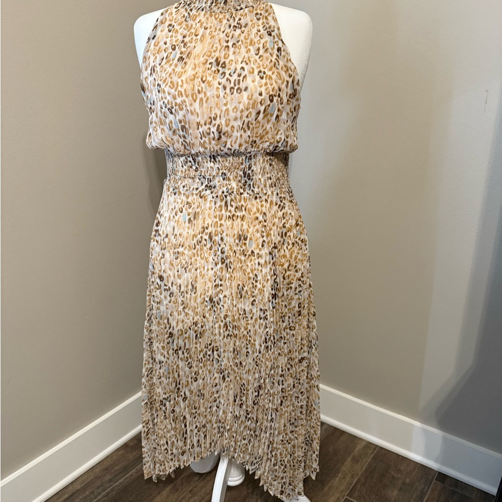 Olivaceous Tan Leopard Midi Dress